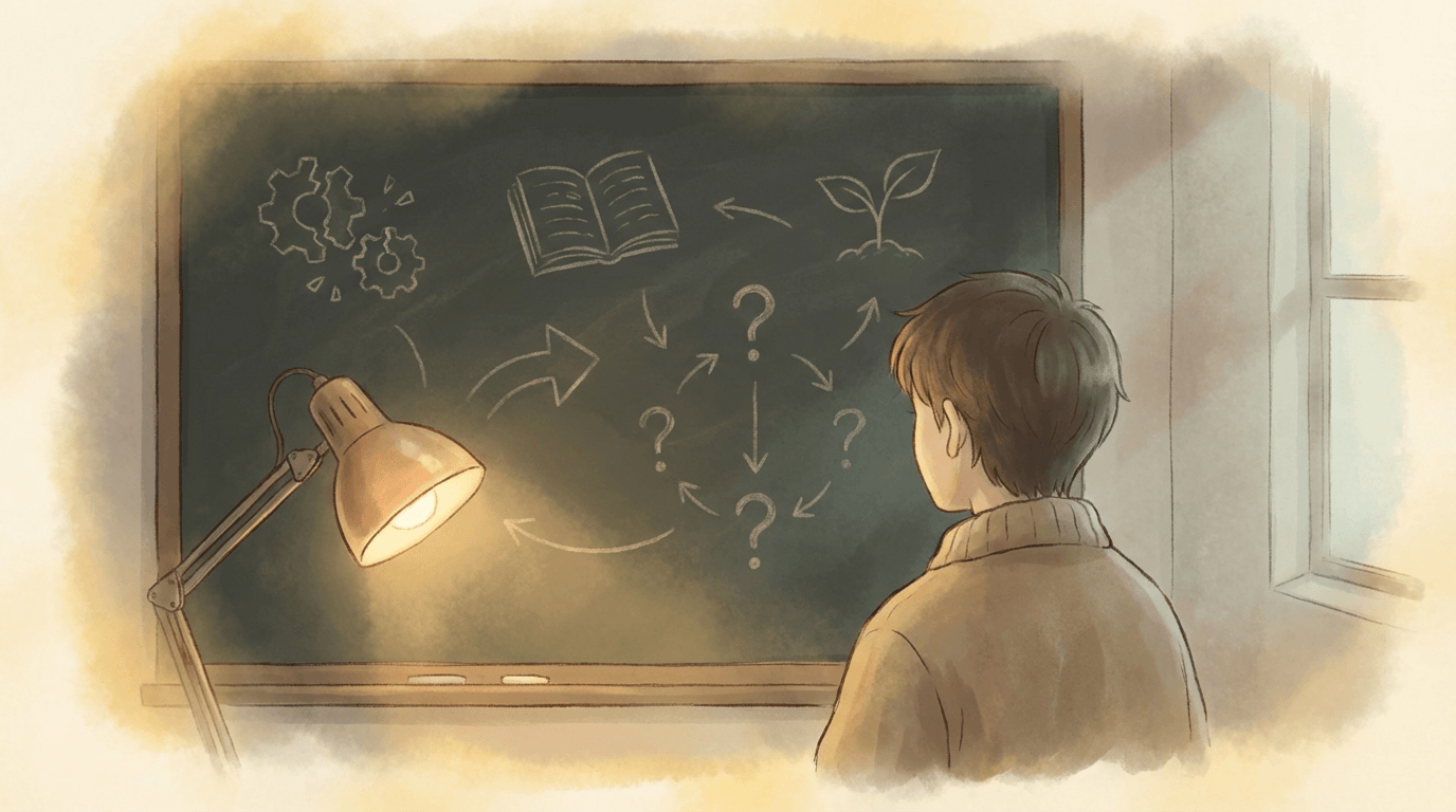 Personne réfléchissant devant un tableau symbolisant l’échec comme apprentissage et le détachement du regard des autres