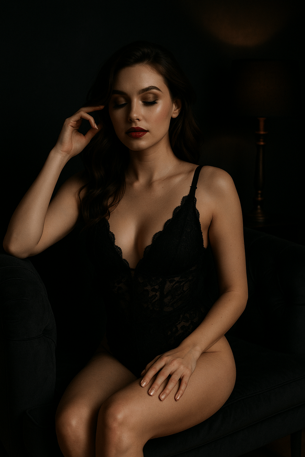 Glam portret u nude i gold stilu