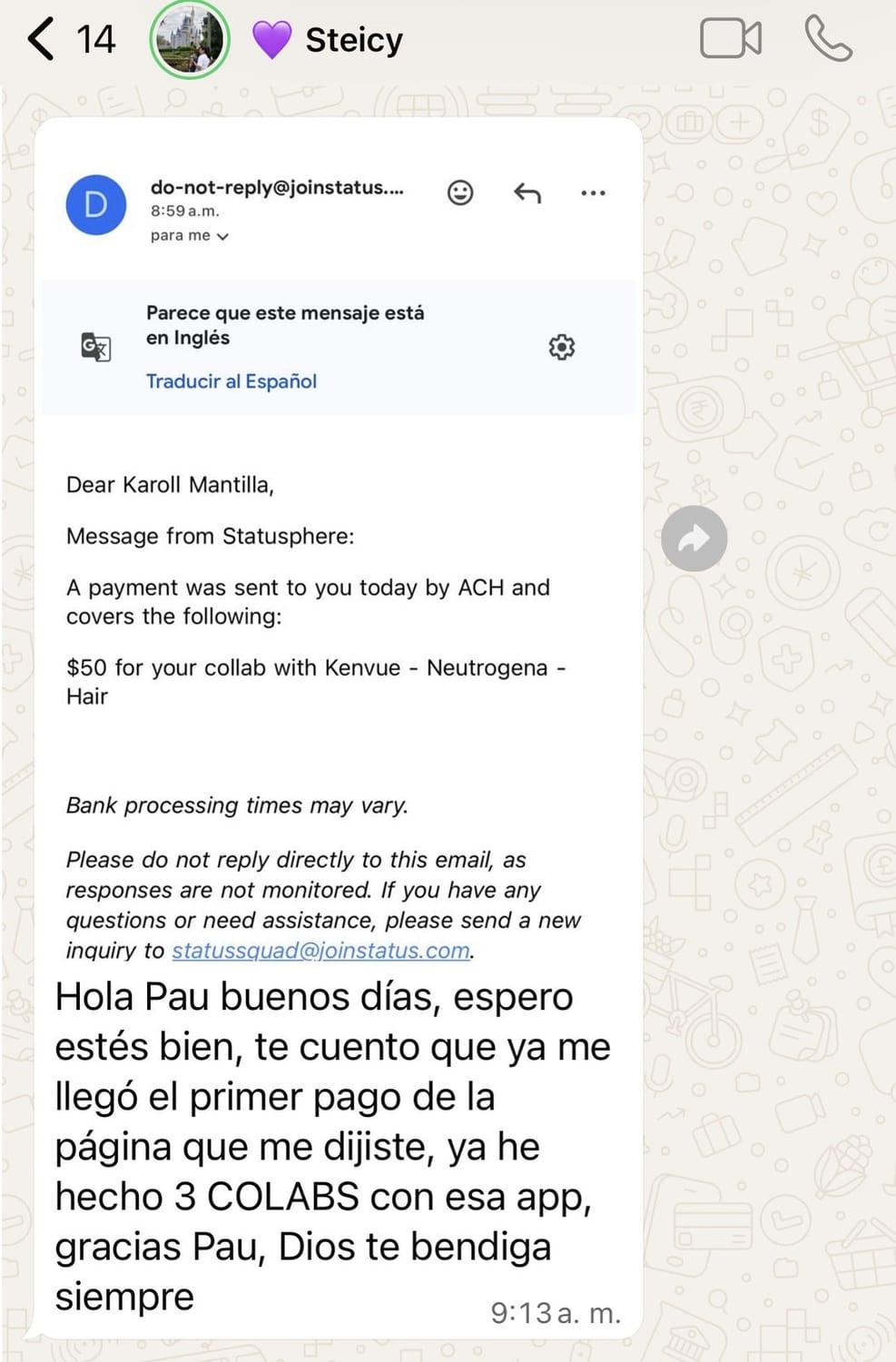 Testimonio: primer pago por colaboraciones de marca