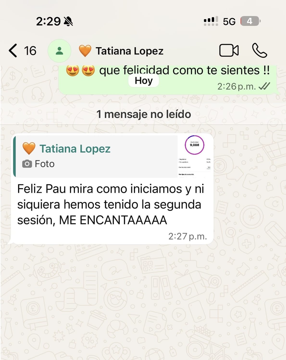 Testimonio: resultados desde la primera sesión