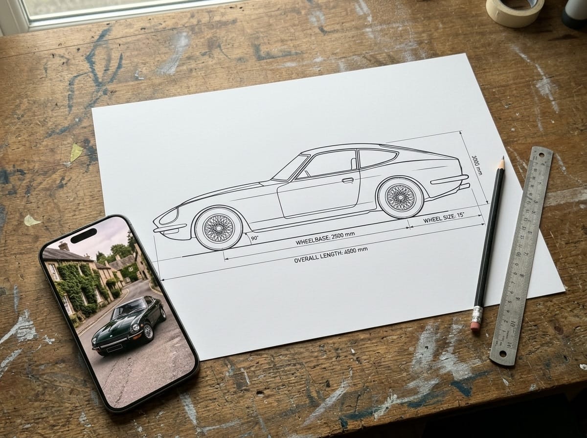 A car photo turned into a line template