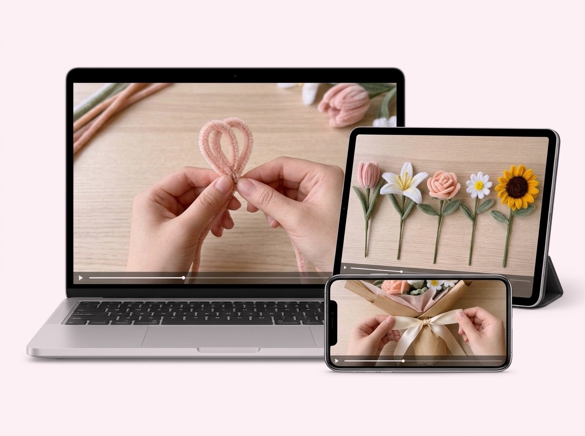 The course on laptop, tablet and phone
