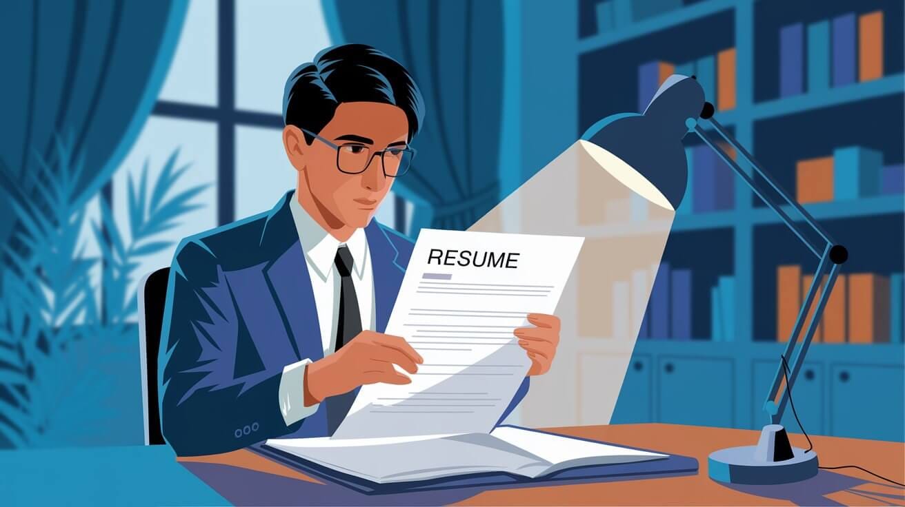 Un recruiter che esamina attentamente un curriculum vitae