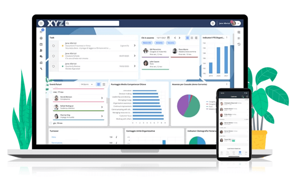 Schermata di un software di gestione delle risorse umane