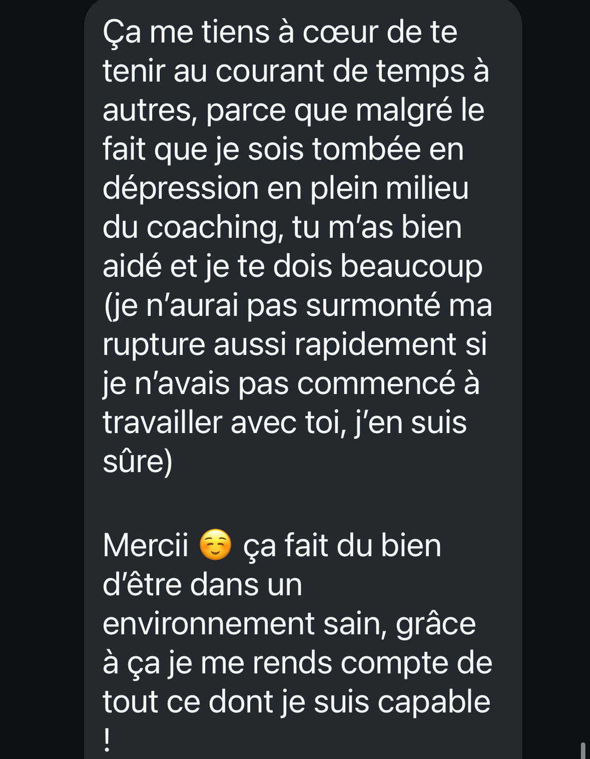 Message d'un client