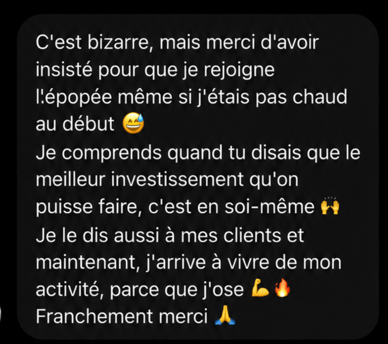 Message d'un client