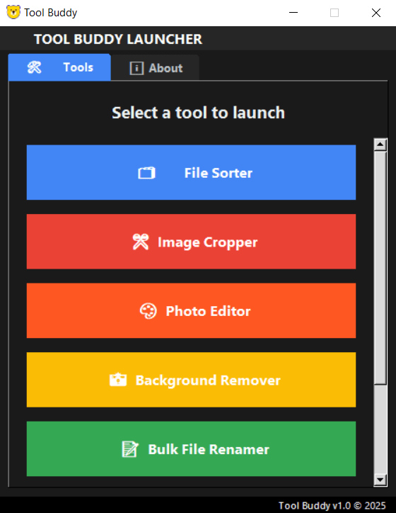My Windows App 'Tool Buddy'
