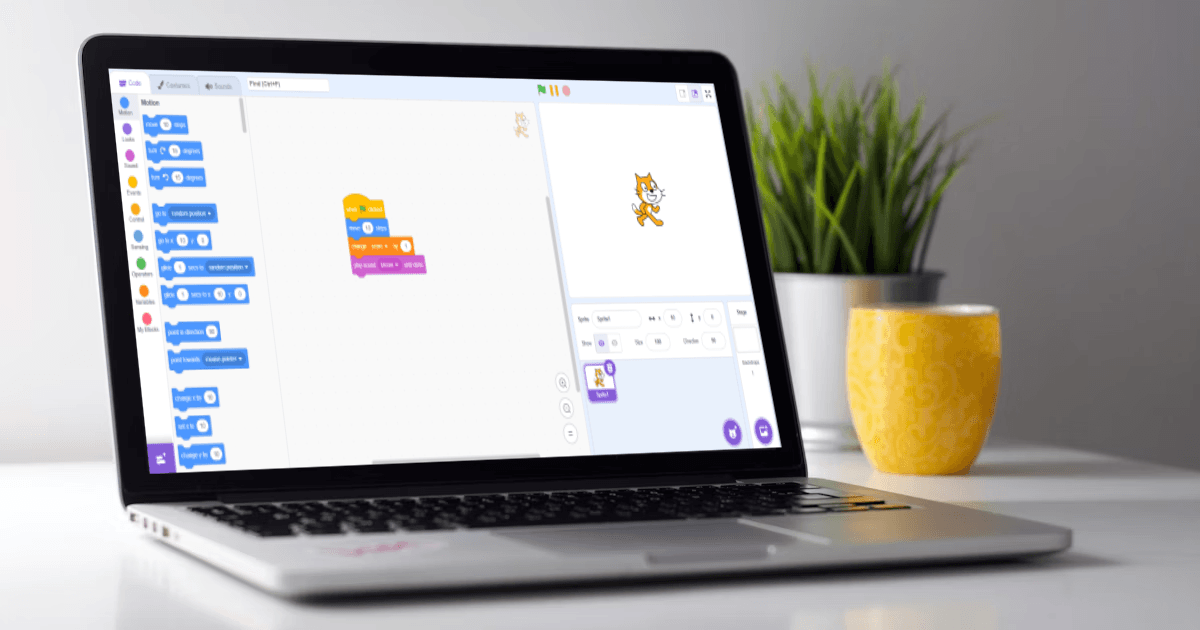 Children learning visual coding on computers