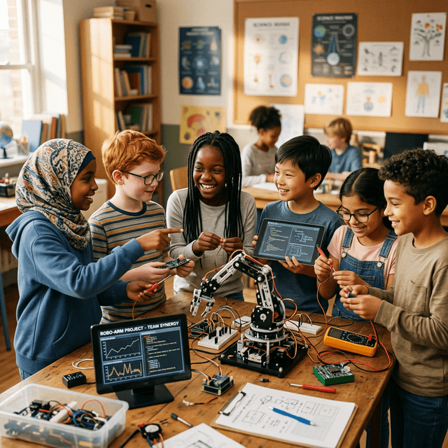 Children working together to develop emotional intelligence and collaboration skills