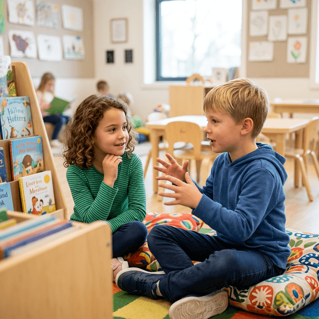 Group of kids talking and gesture analysis — behavioral study