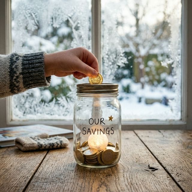 Parent and child with savings jar — financial literacy for kids
