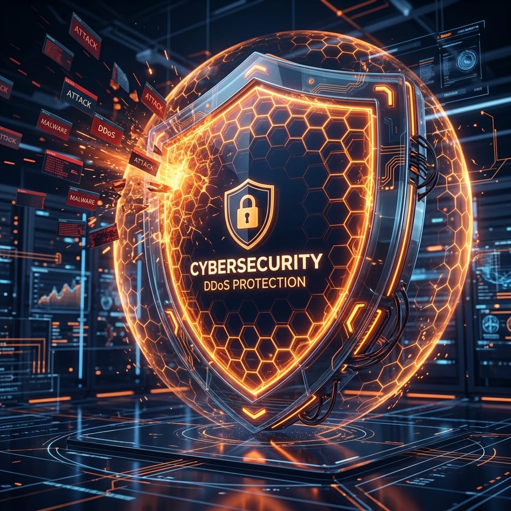 Cybersecurity dashboard and data protection visual