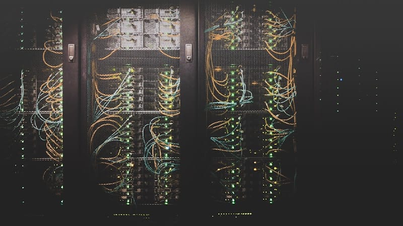 Server room representing a network domain