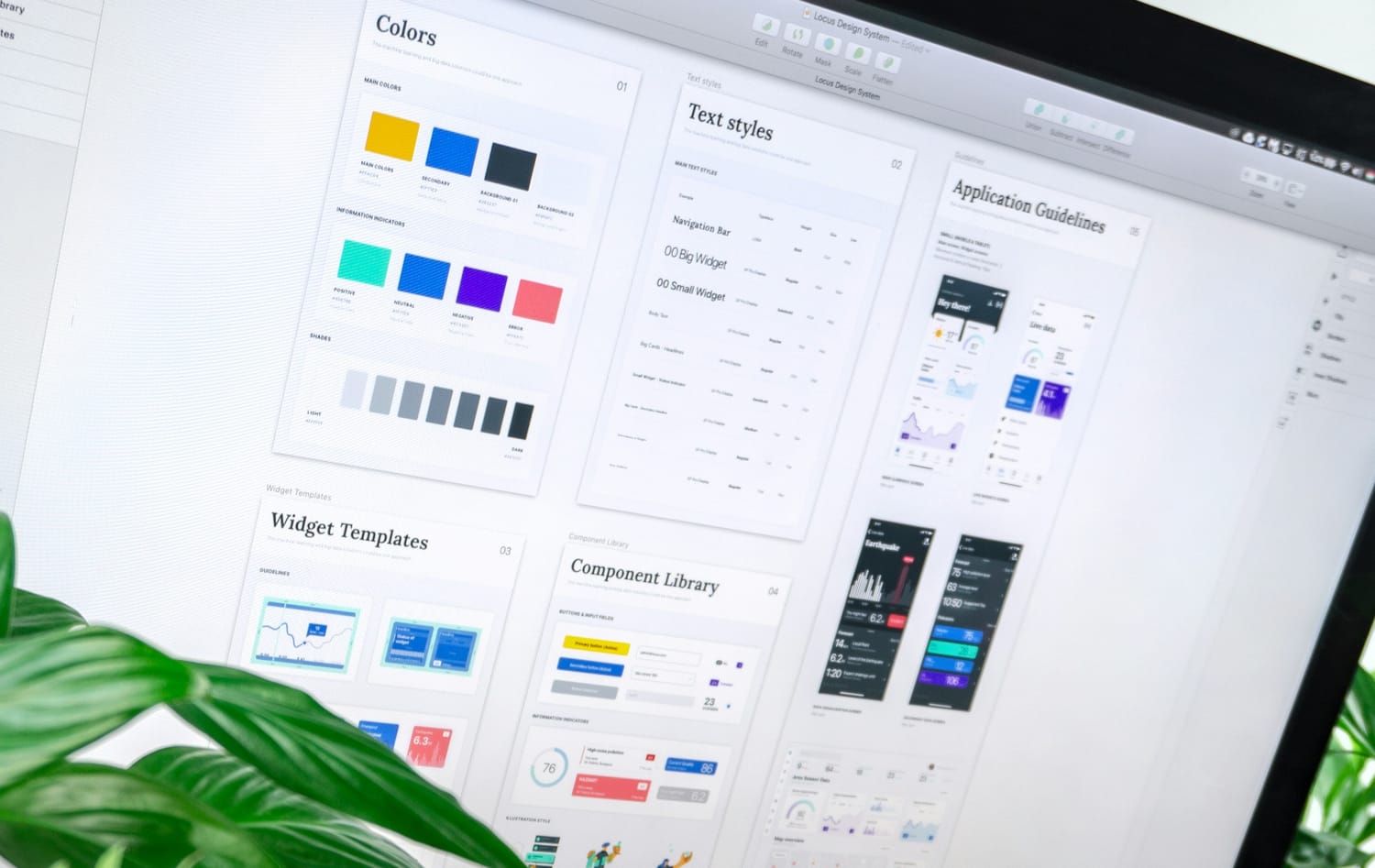 UI/UX Design components on multiple screens
