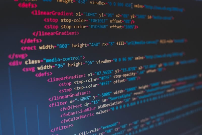 A computer screen showing colorful code