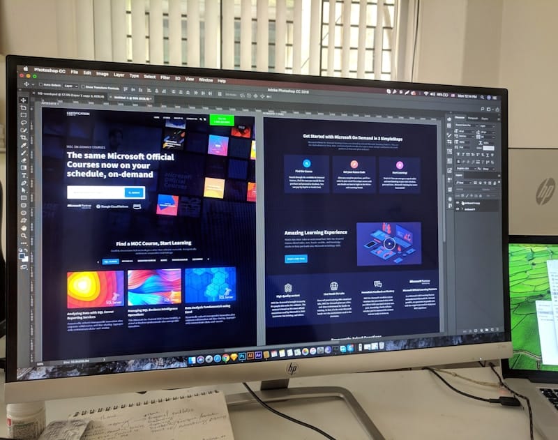A professional designer working on a clean digital interface
