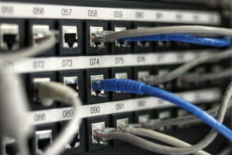Server racks representing data silos and integration connectivity