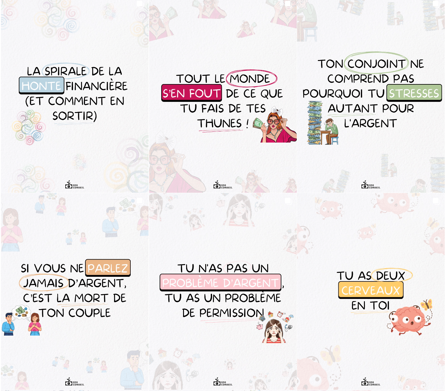 Publications Instagram SDS Conseil psychologie financière et biais cognitifs