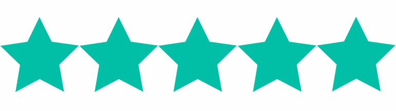 Five shining, golden stars arranged in a row, representing a perfect rating or top-quality service