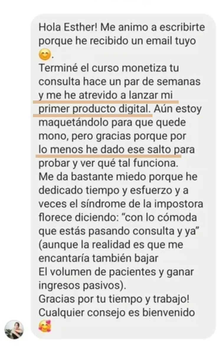 Testimonio real de alumna sobre el curso