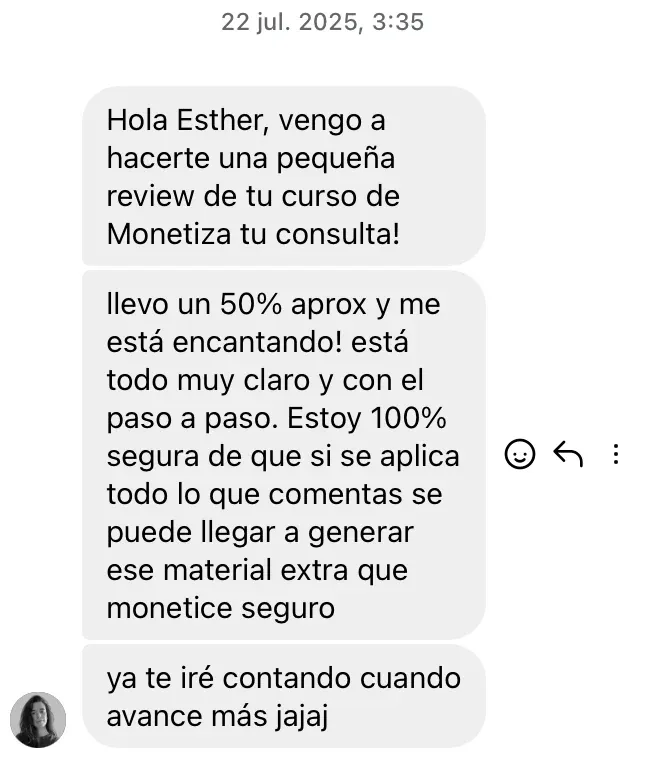 Testimonio real de alumna sobre el curso