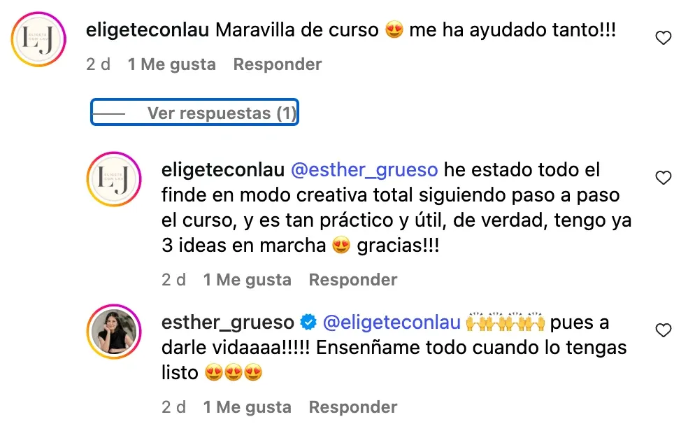 Testimonio real de alumna sobre el curso