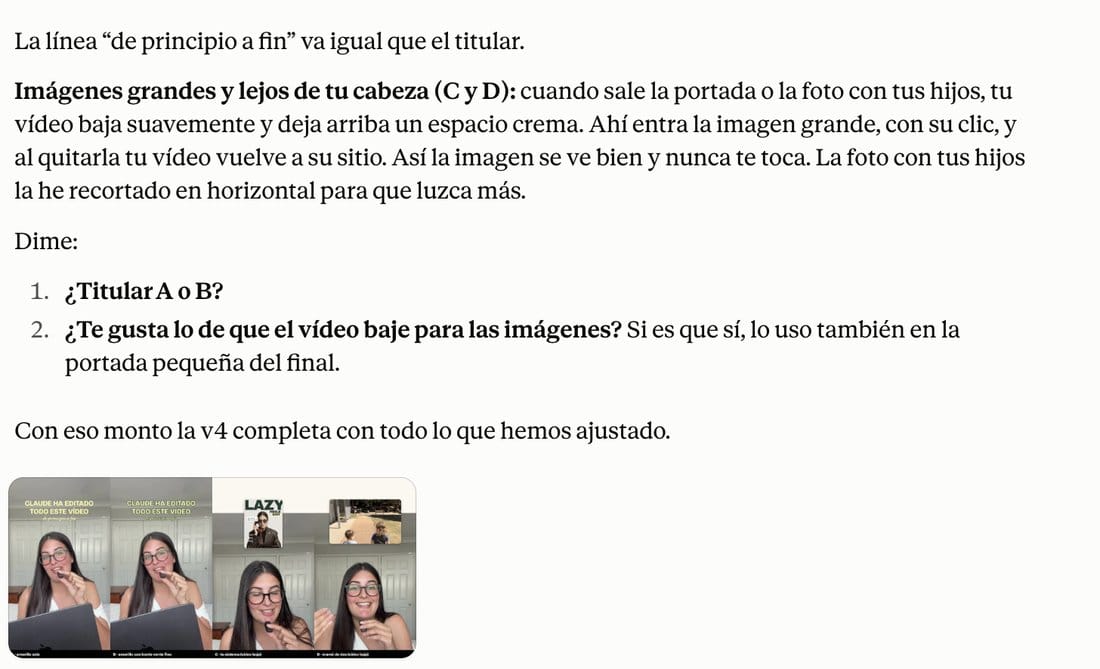 Claude propone dos titulares y enseña cómo quedarían las imágenes
