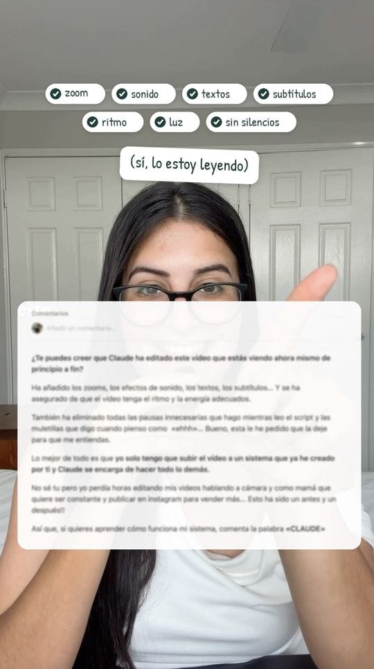 El mismo reel editado por Claude, ejemplo 2