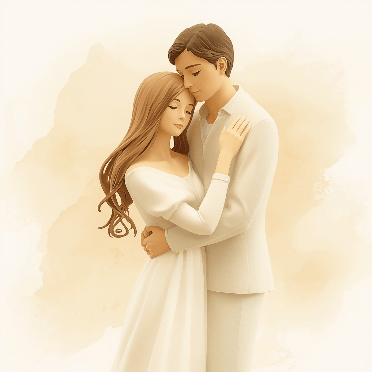 A husband and wife embracing