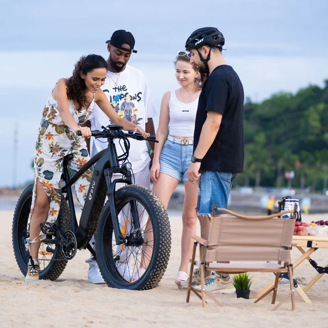 DYU King 750 Fat Tire Electric Bike Beach Gathering FR