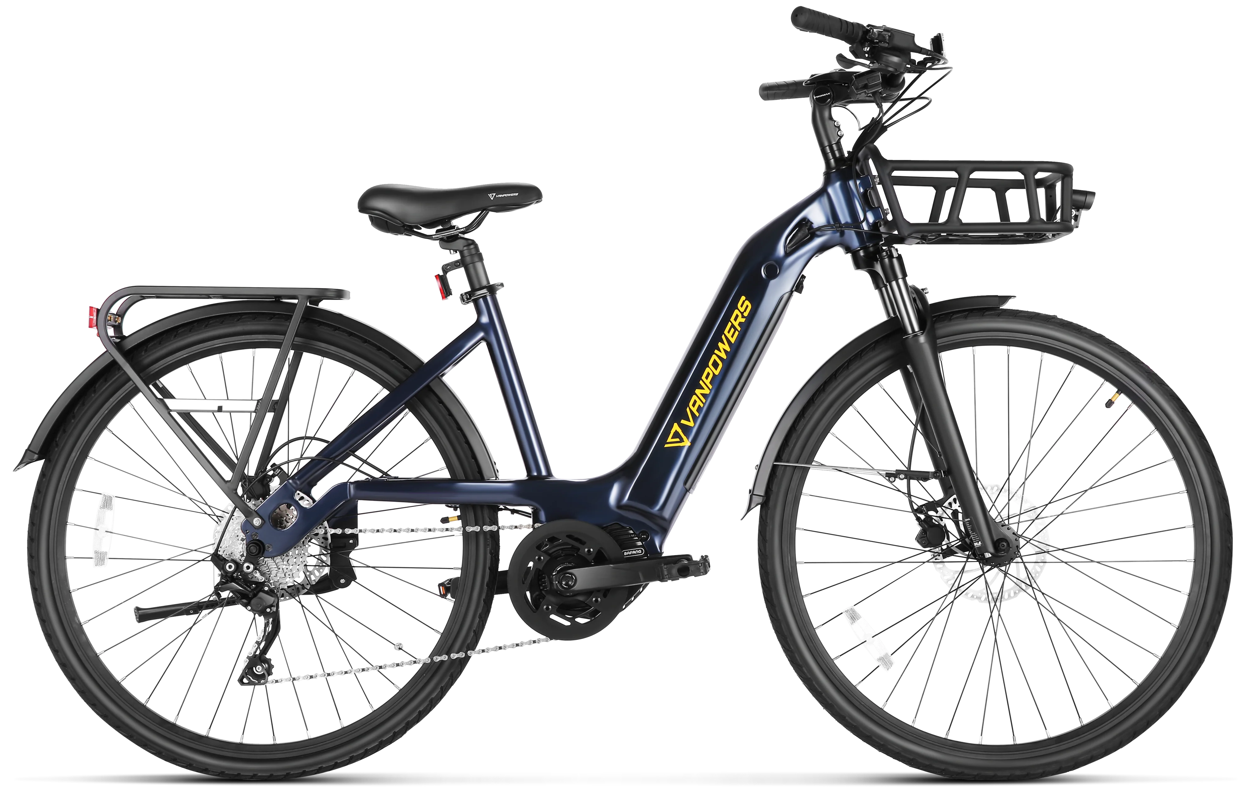Vanpowers Seine Step Thru Mid Drive Cruiser Electric Bike Midnight Blue