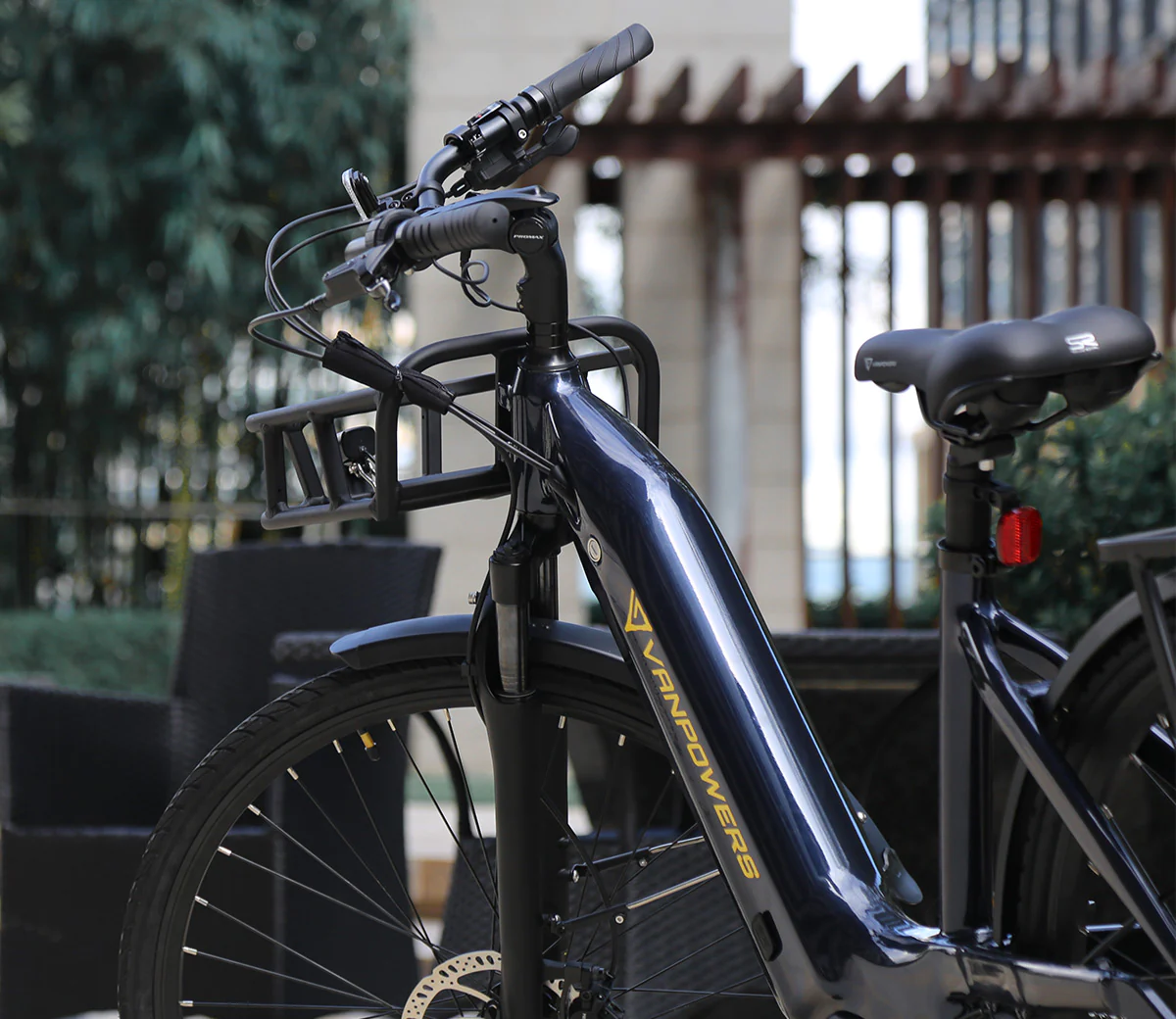 Vanpowers Seine Step Thru Mid Drive Cruiser Electric Bike Midnight Blue Lifestyle BL