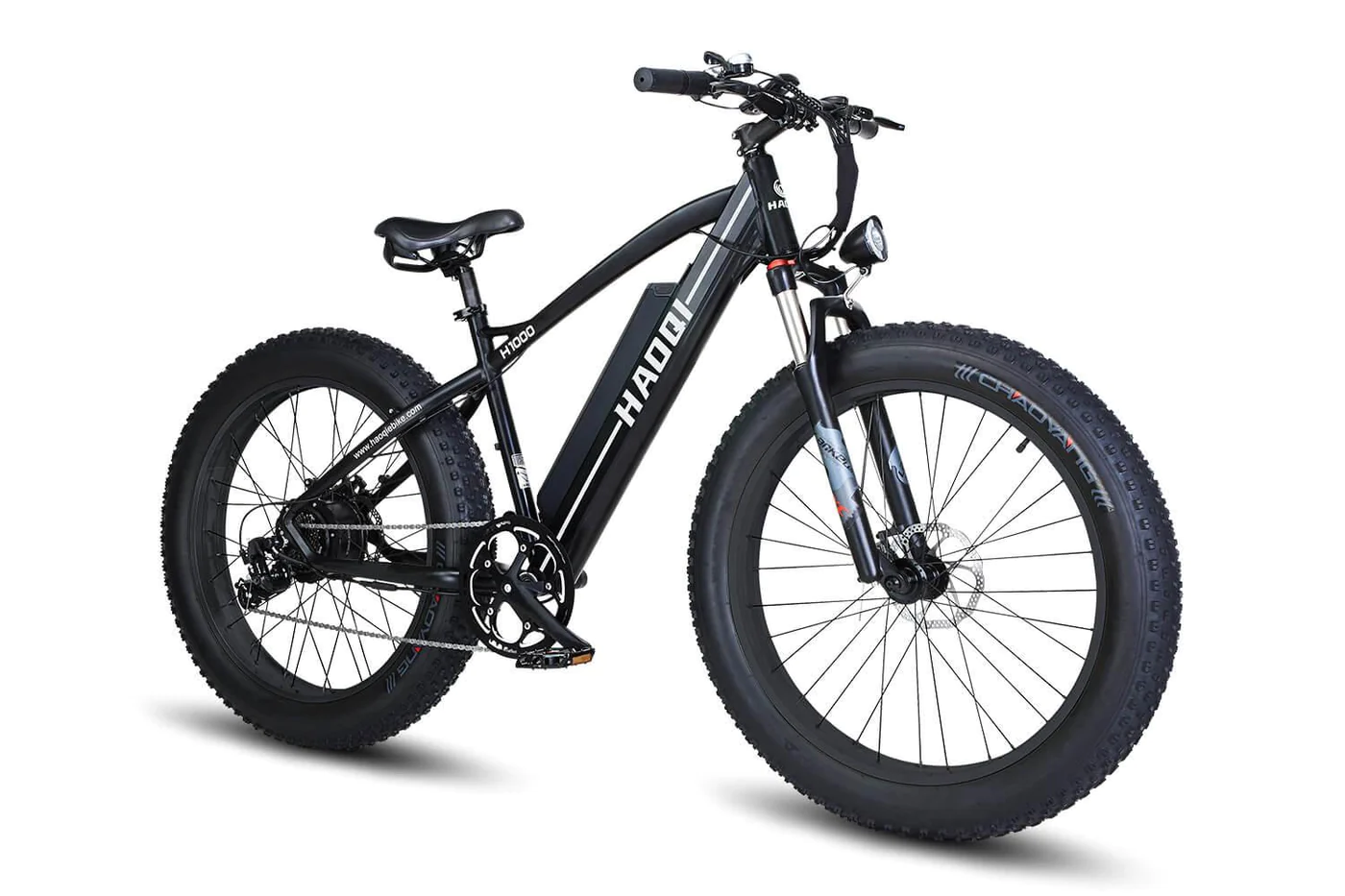 HAOQI Black Leopard Step Over Fat Tire Electric Bike FR2
