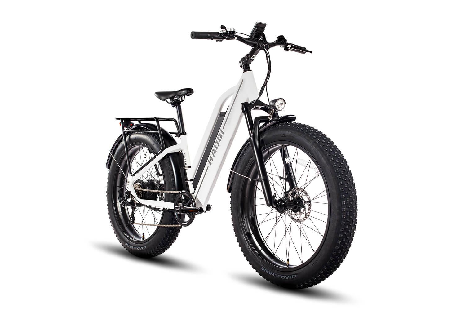 HAOQI White Leopard Step Thru Fat Tire Electric Bike FR
