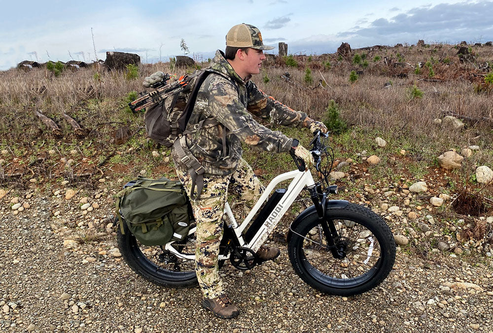 HAOQI White Leopard Step Thru Fat Tire Electric Bike Lifestyle Hunting R