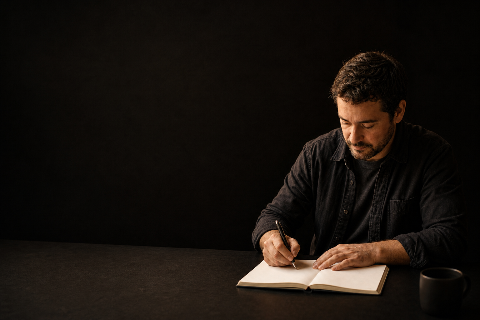 Un débutant écrit dans son carnet