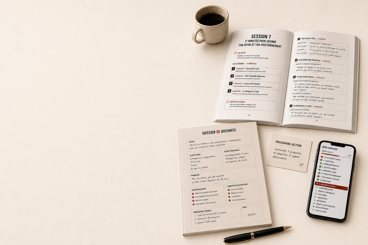 Le guide, le Dossier de business et la prochaine action