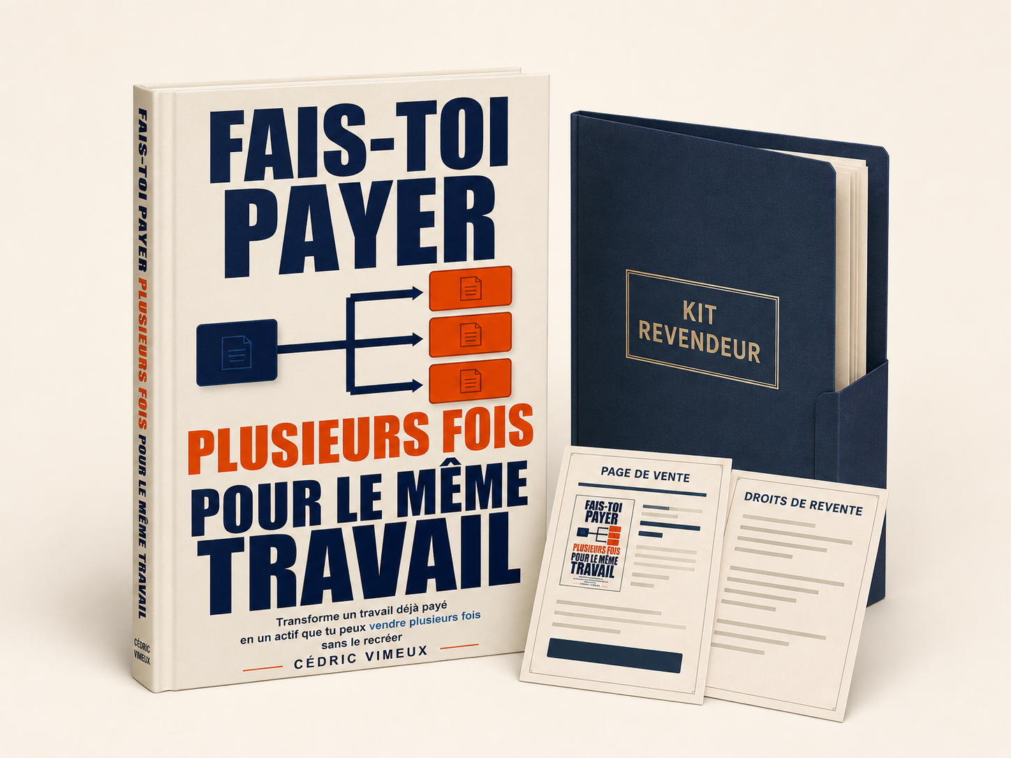 Fais-toi payer plusieurs fois pour le même travail : guide, dossier revendeur et représentations de la page de vente et des droits de revente