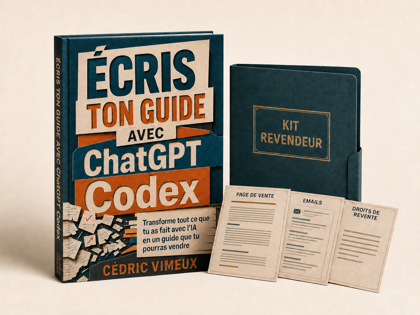Écris ton guide avec ChatGPT Codex, de Cédric Vimeux : représentation du guide numérique et de ses documents revendeur