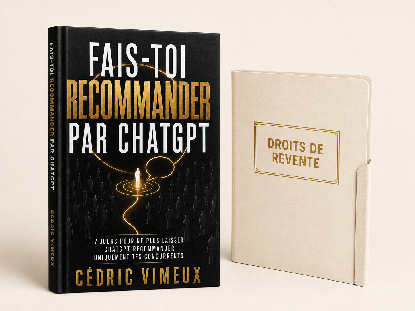 Fais-toi recommander par ChatGPT, de Cédric Vimeux : représentation du guide numérique et de ses droits de revente
