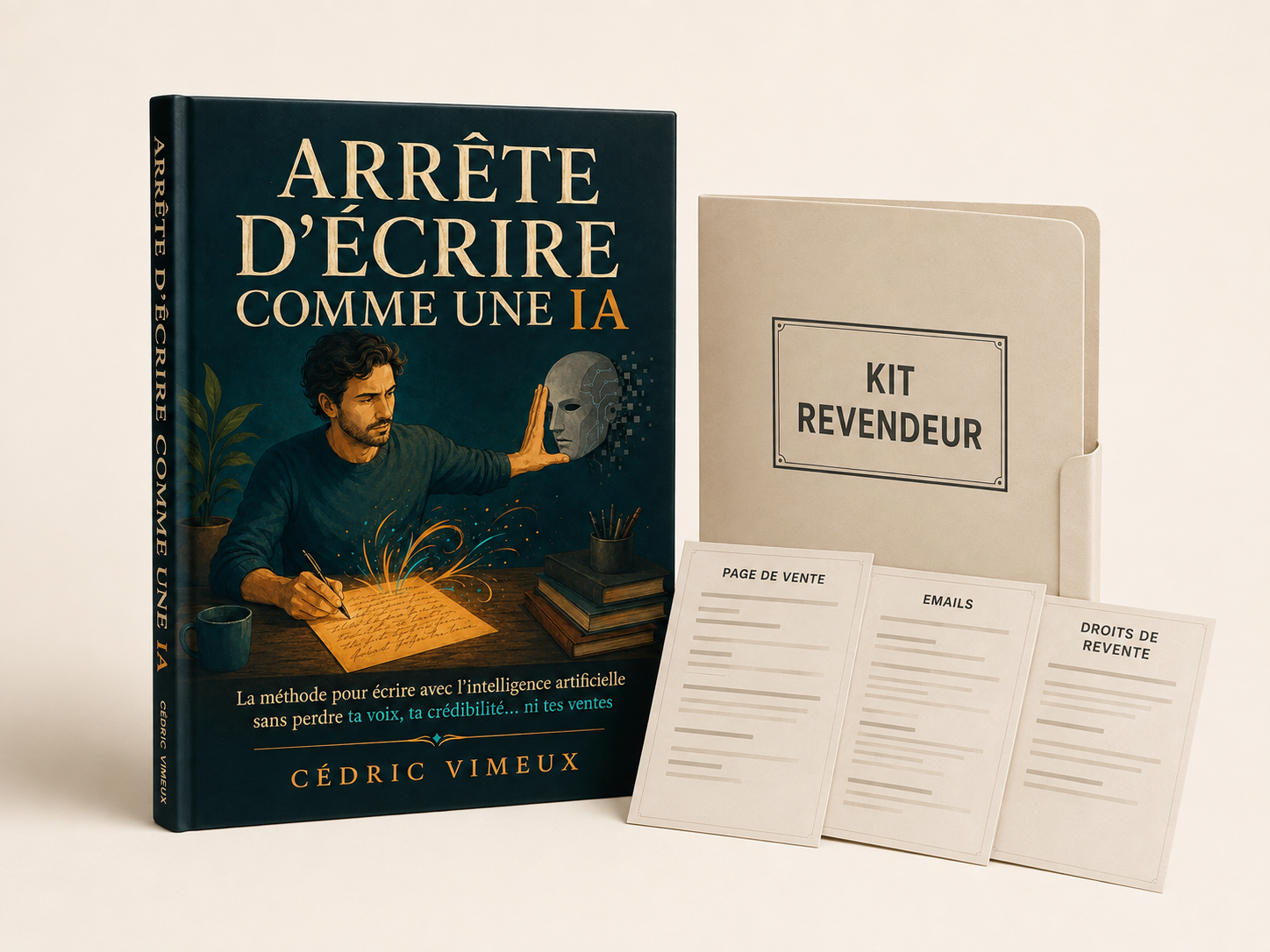 Arrête d’écrire comme une IA, de Cédric Vimeux : représentation du guide numérique et de ses documents revendeur