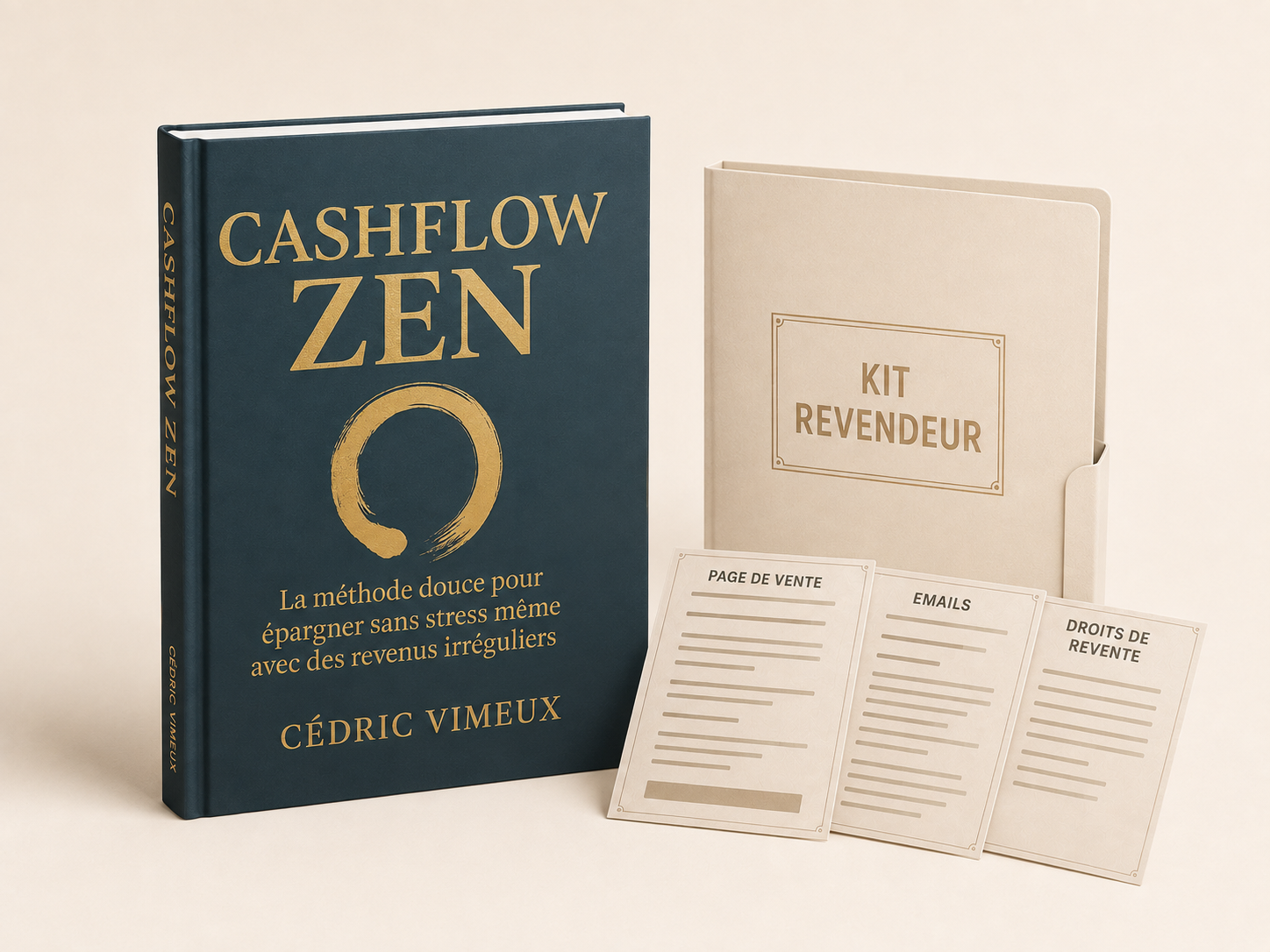 Cashflow Zen, de Cédric Vimeux : représentation du guide numérique et de ses documents revendeur