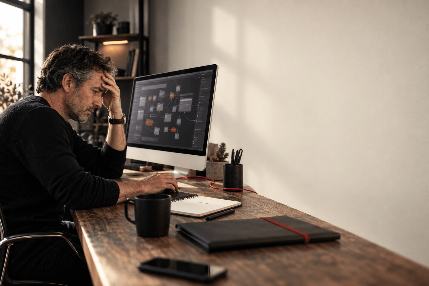 Un entrepreneur bloqué devant la première étape technique de son projet