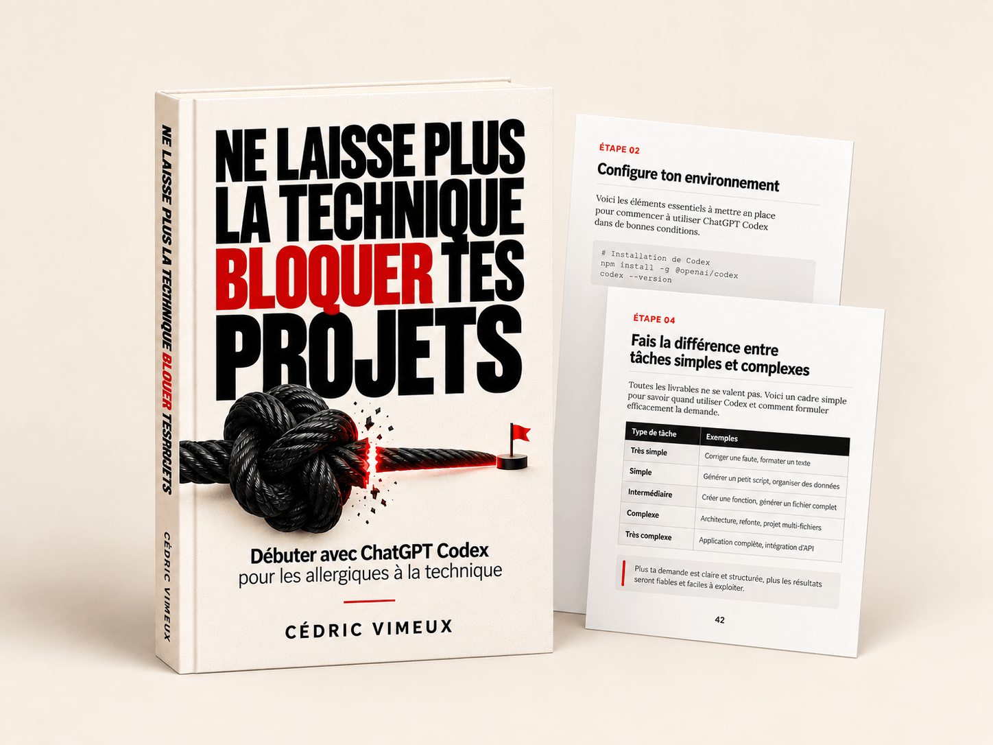 Débuter avec Codex, de Cédric Vimeux : représentation du guide numérique et de plusieurs pages intérieures