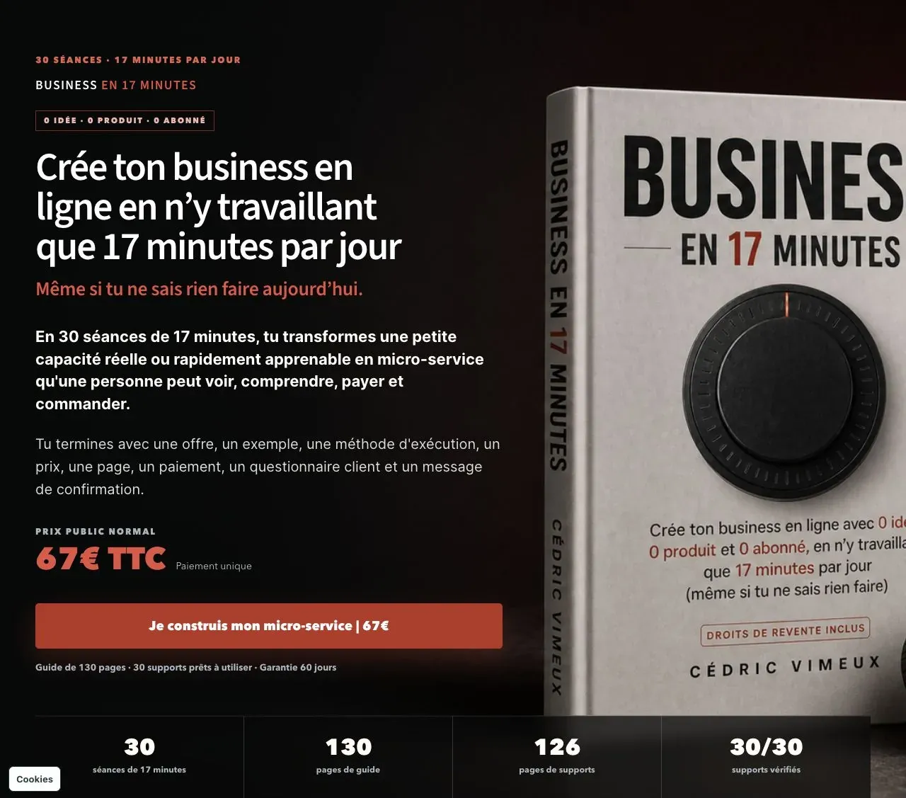 Capture réelle de l’ouverture de la page BUSINESS EN 17 MINUTES