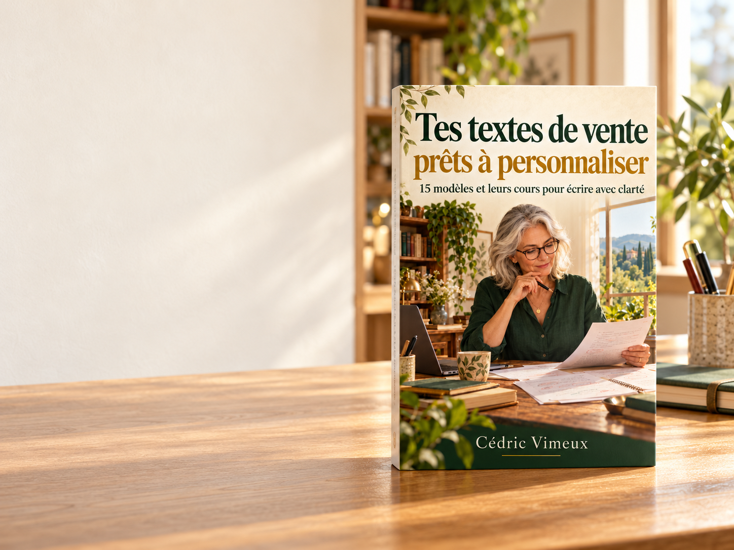 Mise en scène des documents numériques, avec leurs couvertures intégrées au décor.
