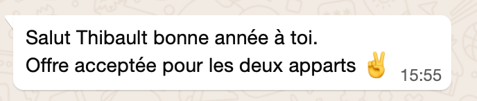 Message offre acceptée