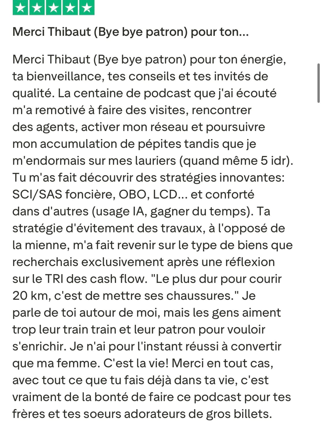 Avis Trustpilot — stratégies SCI/SAS, OBO, LCD