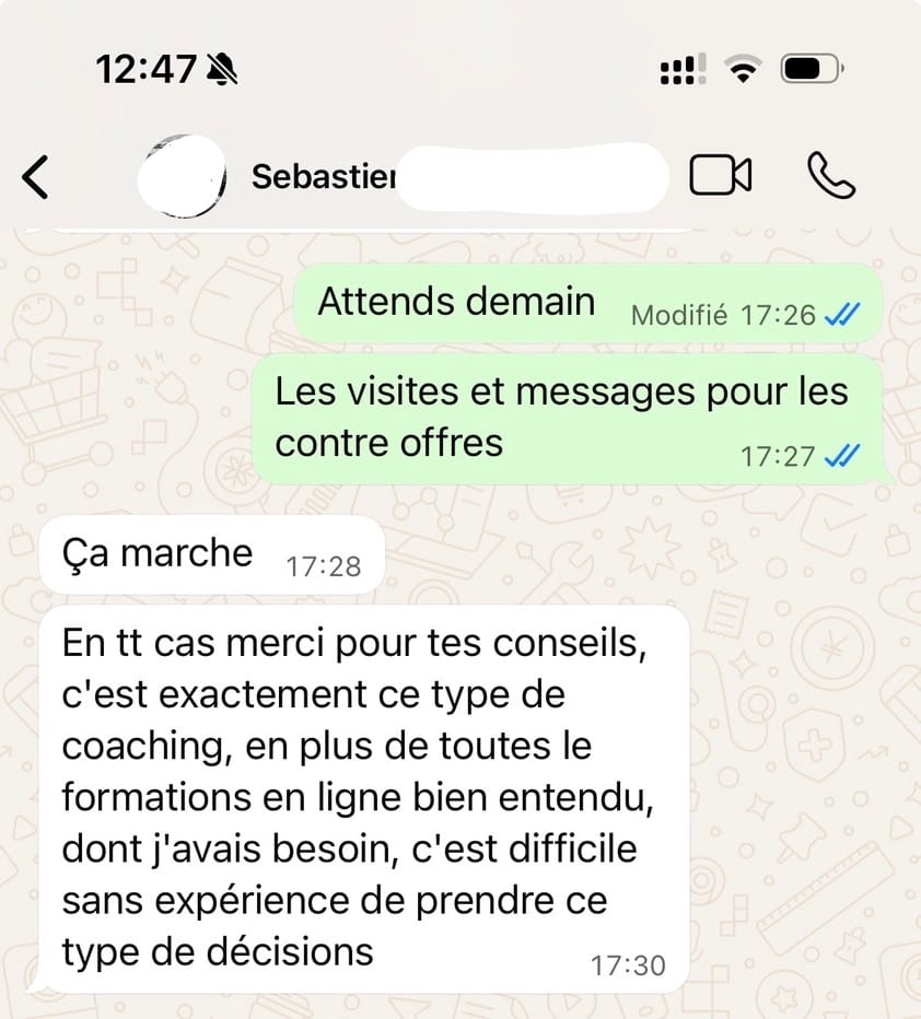 WhatsApp Sébastien — formation négociation