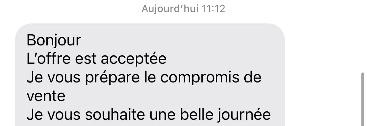 Agent immobilier — offre acceptée, compromis en préparation